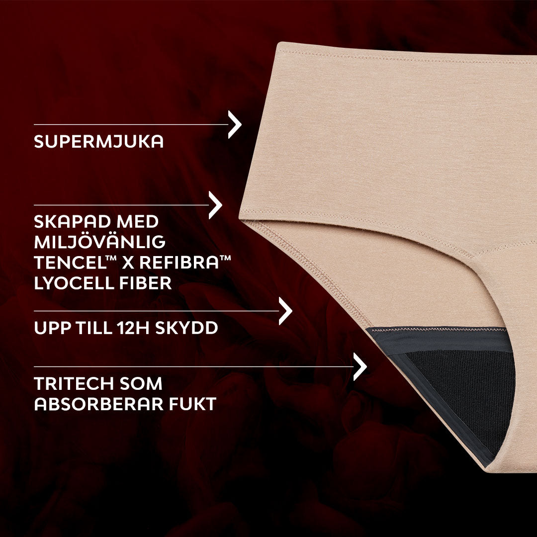 Premium Comfort Hipster Lite Mens Menstrosor med TriTech-teknik och TENCEL™ Lyocell-material.