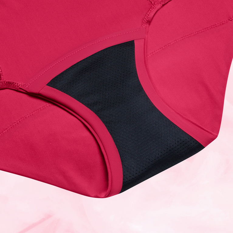 Högmidjade blommiga Riklig Mens Menstrosa med spetsdetaljer.