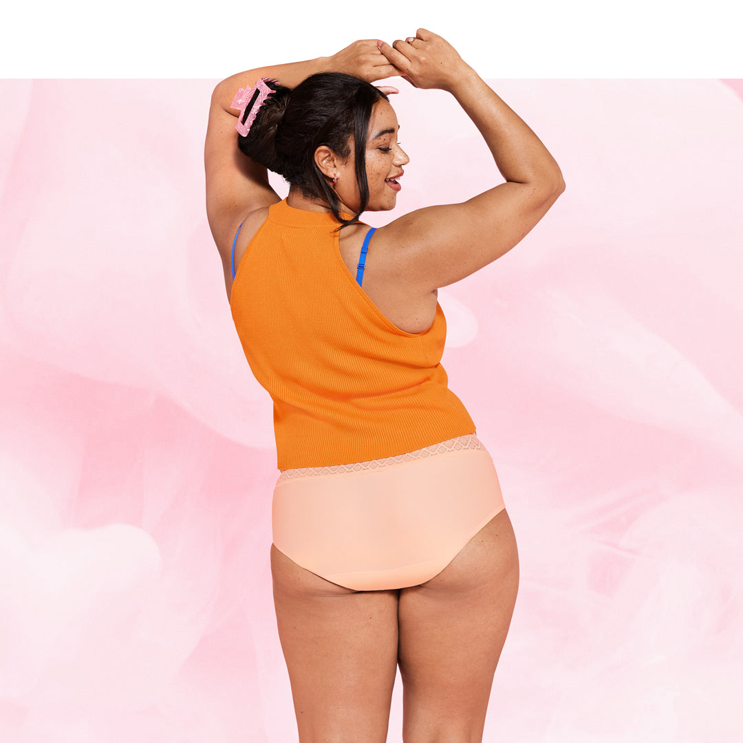 Hipster Full Lace Lite Mens Menstrosa, återanvändbara och absorberande menstrosor.