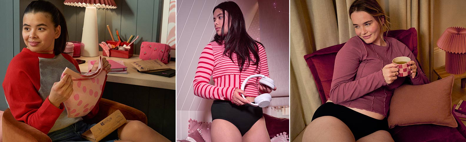 Tonårstjejer som använder menstrosor från Libresse