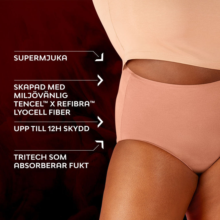 Premium Comfort High Waist Måttlig Mens Menstrosor med hög midja och täckande passform.