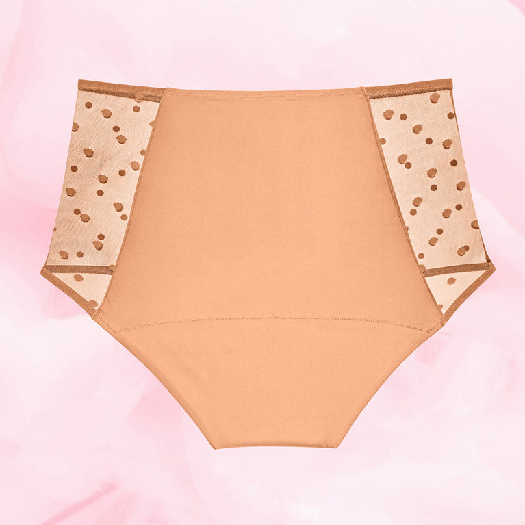 High Waist Dots Måttlig Mens Menstrosa med hög midja och prickiga sidor.