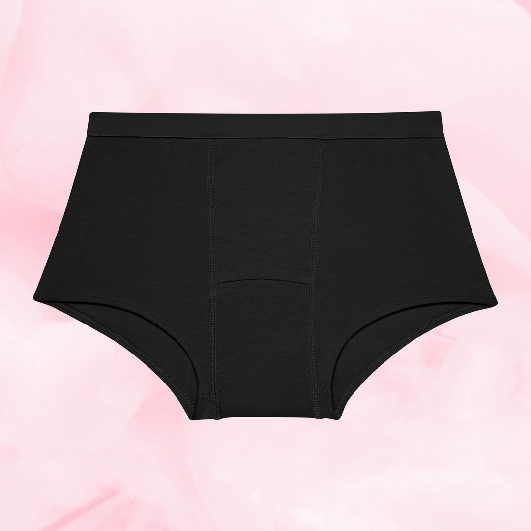 Teens Boxer Måttlig Mens 5-pack, svarta högmidjade trosor med bred linning.