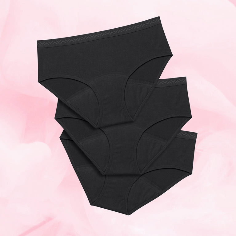 Teen Hipster Riklig Mens (3 Pack) Menstrosor, återanvändbara, hållbara, absorberande.